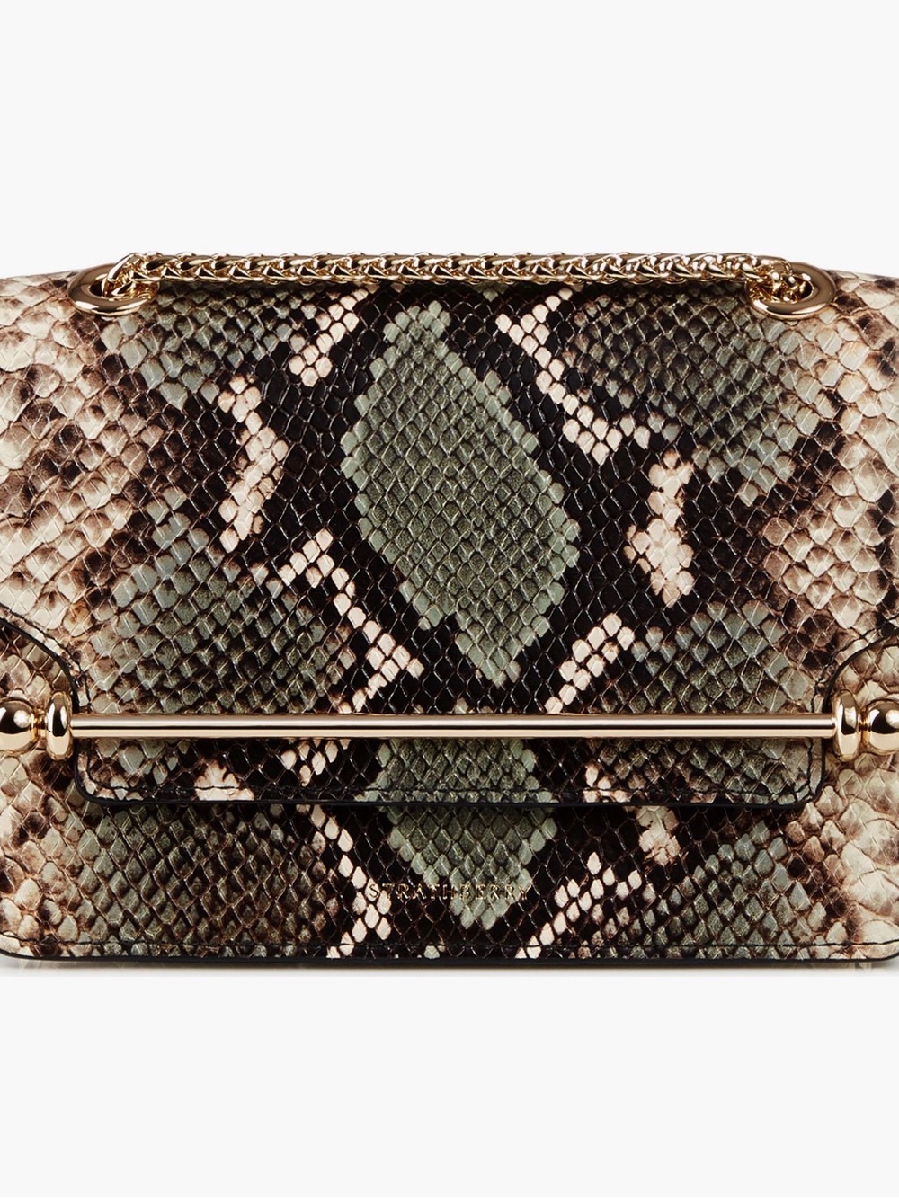 NWT Strathberry East/West Mini Snake Embossed Leather Shoulder Bag